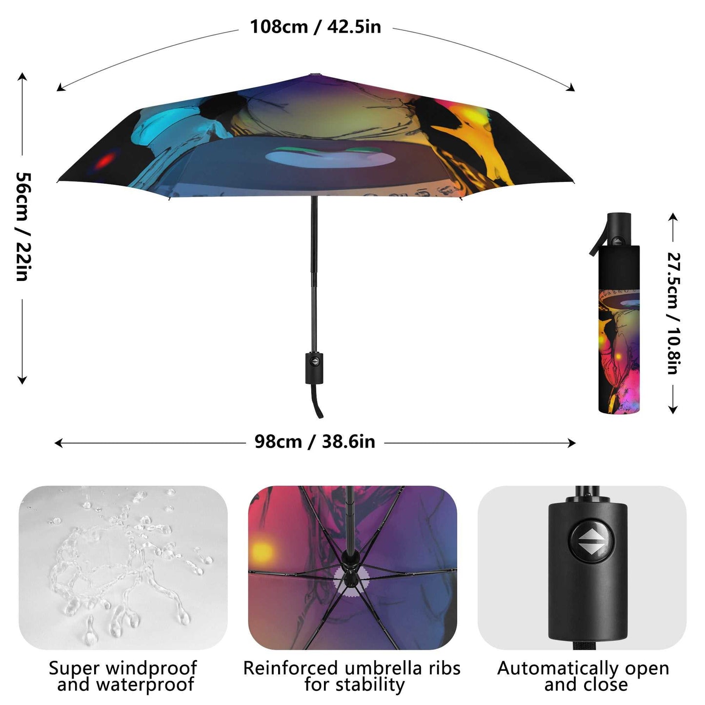 Rattees Lightweight Auto Open & Close Umbrella