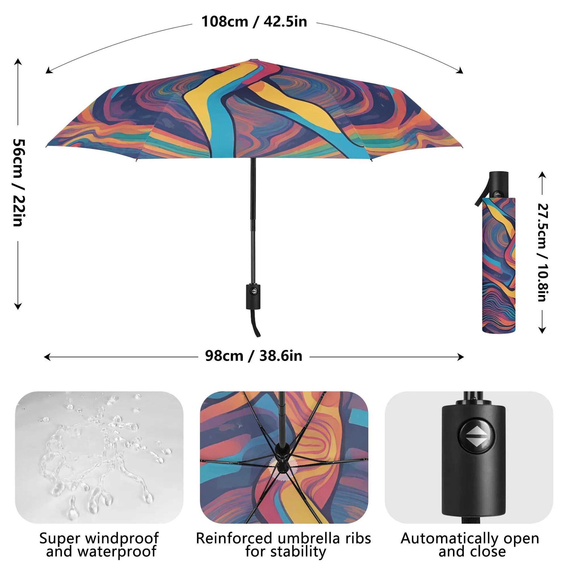 Rattees Lightweight Auto Open & Close Umbrella (Dance)