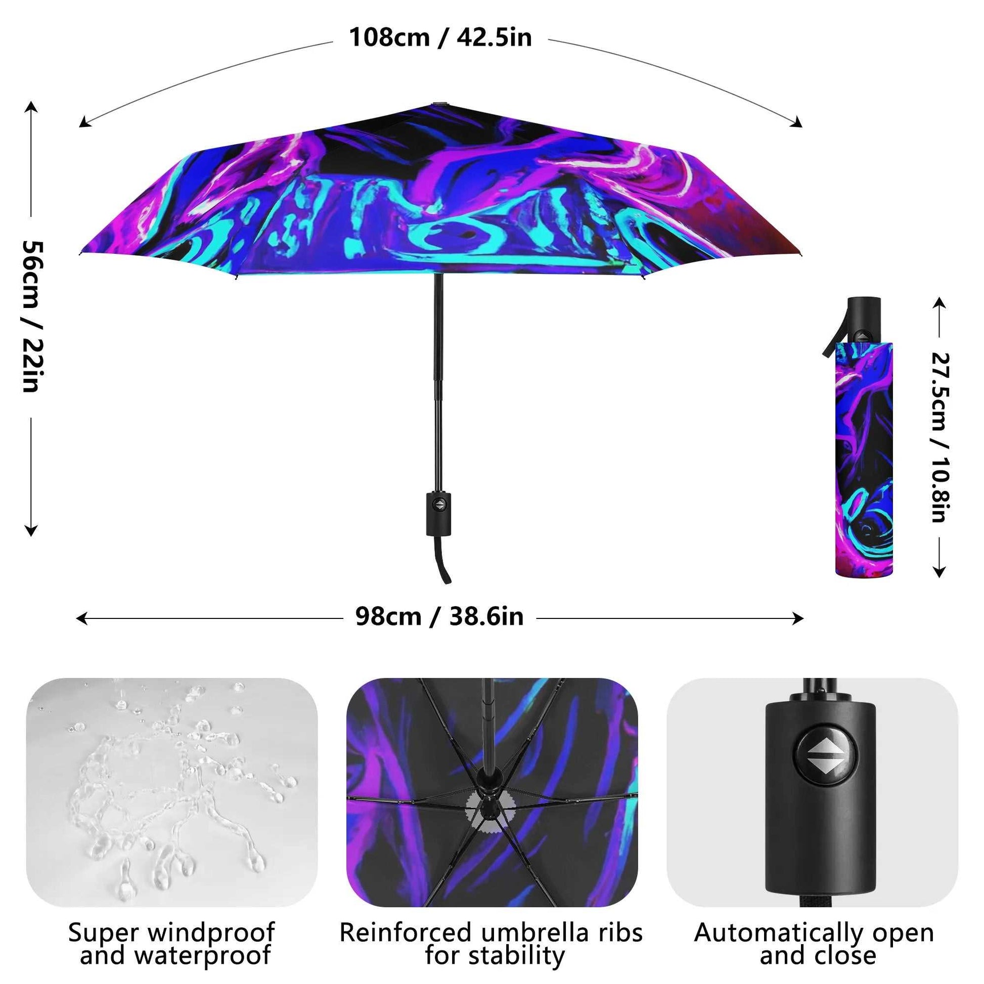 Rattees Lightweight Auto Open & Close Umbrella (DJ-MIX)