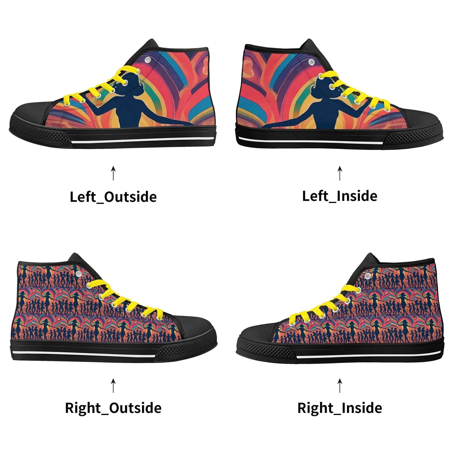 Rattees Unisex High Top Canvas Shoes (Party)