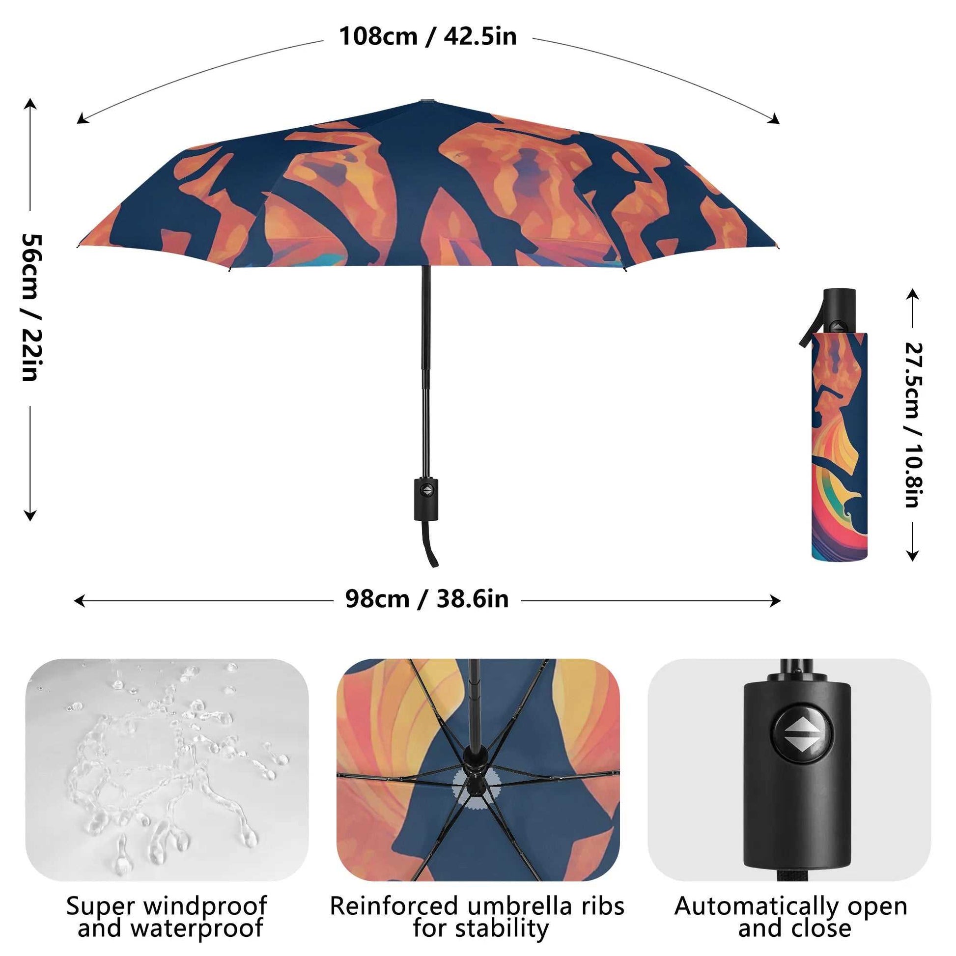 Rattees Lightweight Auto Open & Close Umbrella (Party)