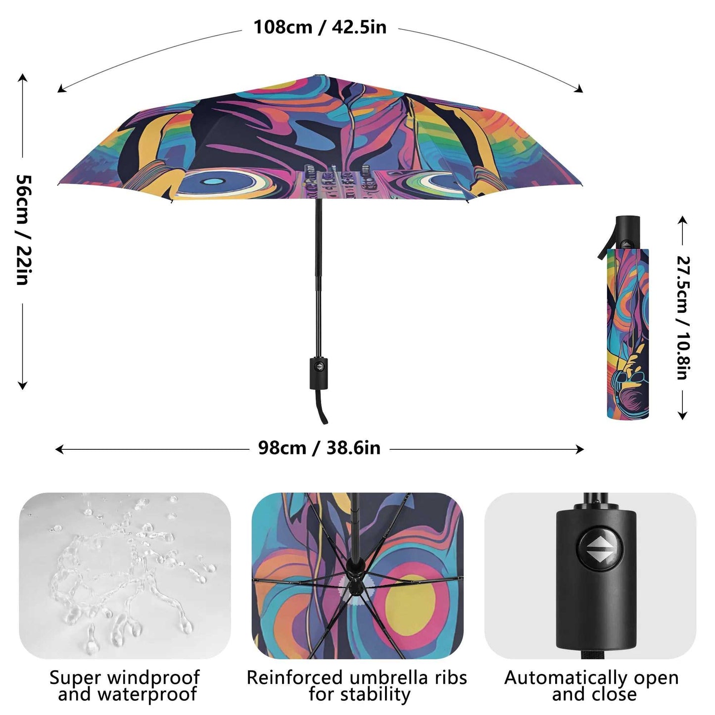 Rattees Lightweight Auto Open & Close Umbrella (DJ-m)